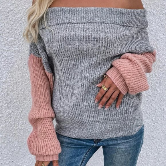 SHEIN Colorblock Off Shoulder Sweater Sz: M - Picture 3 of 9